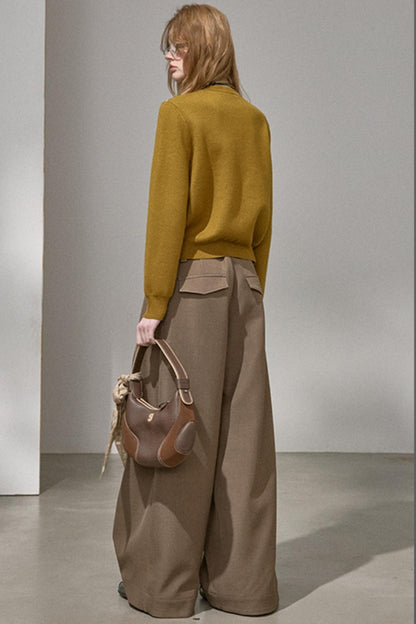 Button Pleated Cargo Pants