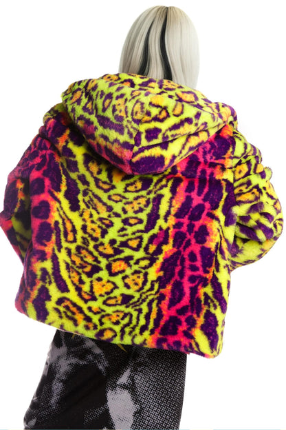 Neon Leopard Hooded Jacket