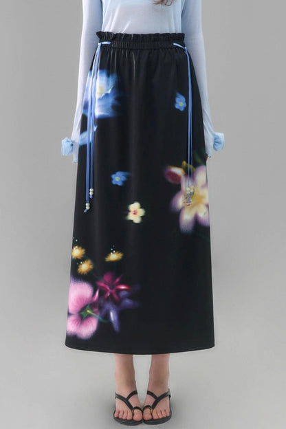 Wild Flower Satin Print Skirt