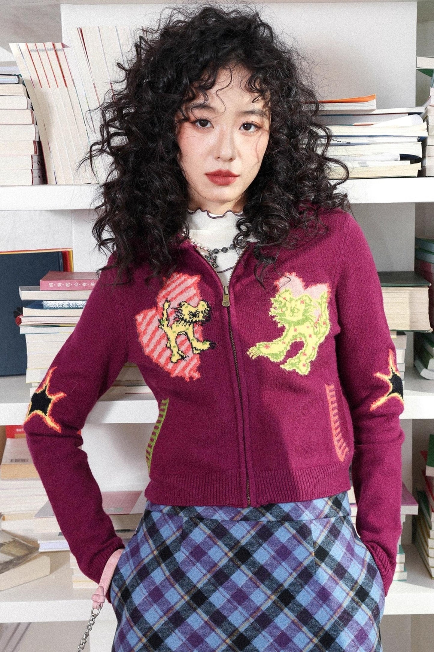 캐주얼 후드 리브 가디건