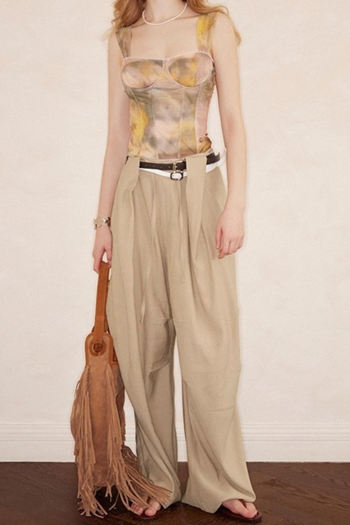 Pink Coffee Color Ink Smudge Print Camisole