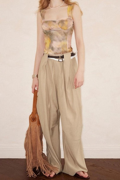 Pink Coffee Color Ink Smudge Print Camisole