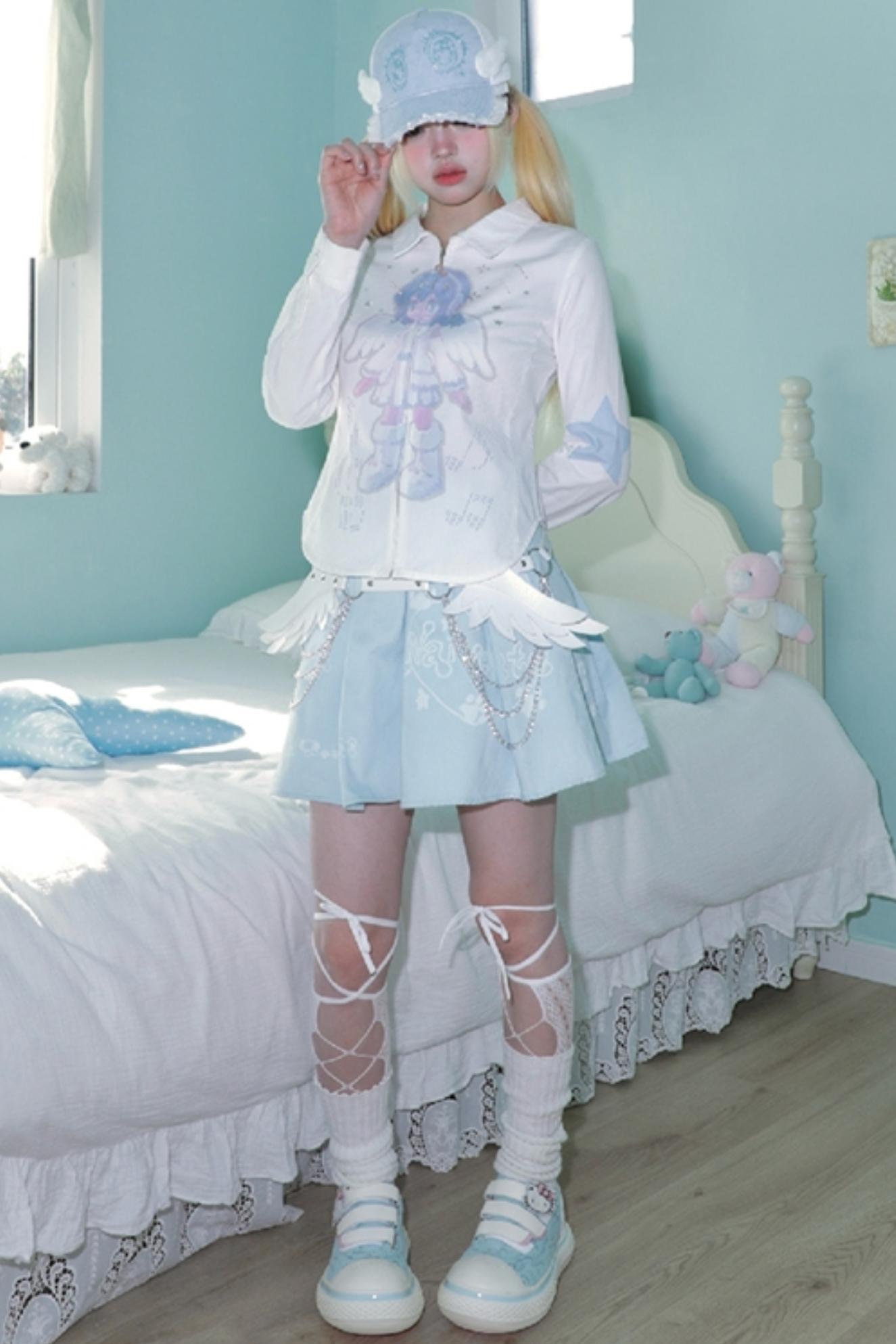 Dreamcore Aqua Stripe Long Sleeve Shirt