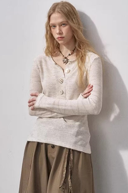 Henry Collar Sequin Knit Sweater