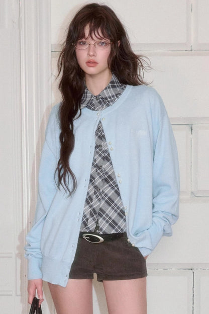 Versatile Pearl Buckle Knit Cardigan