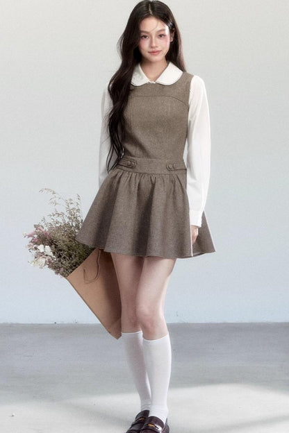 Doll Collar Shirt With Dress Set-Up