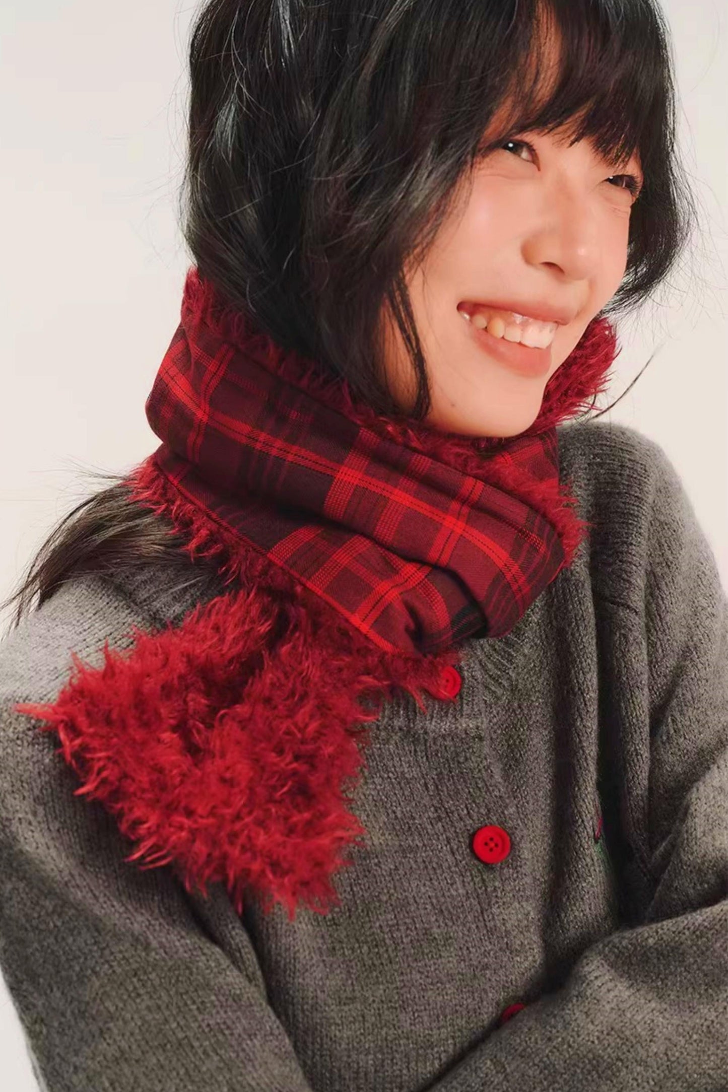 Plaid Wool Patchwork Scarf