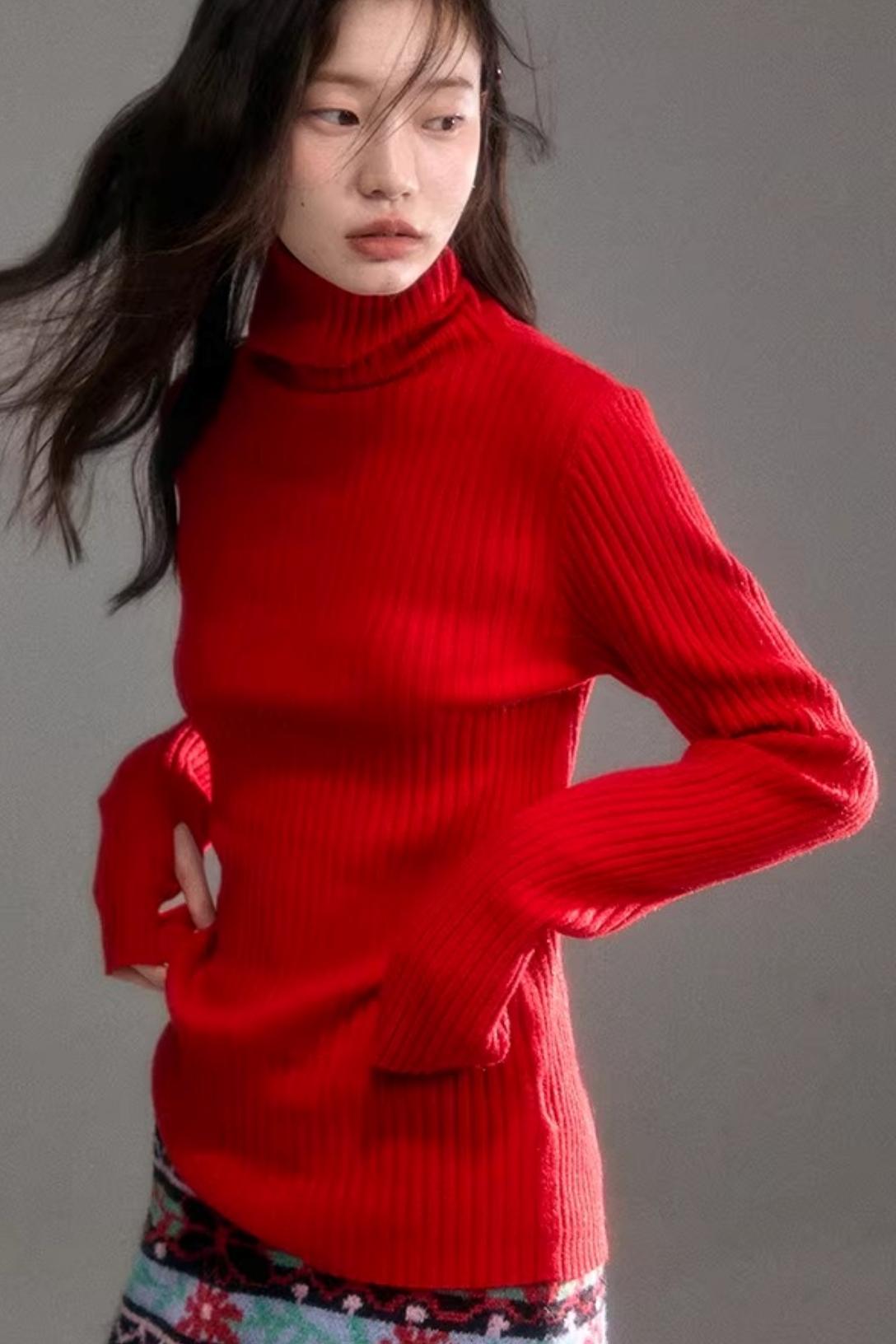 Soft Cloud Ribbed Turtleneck Sweater