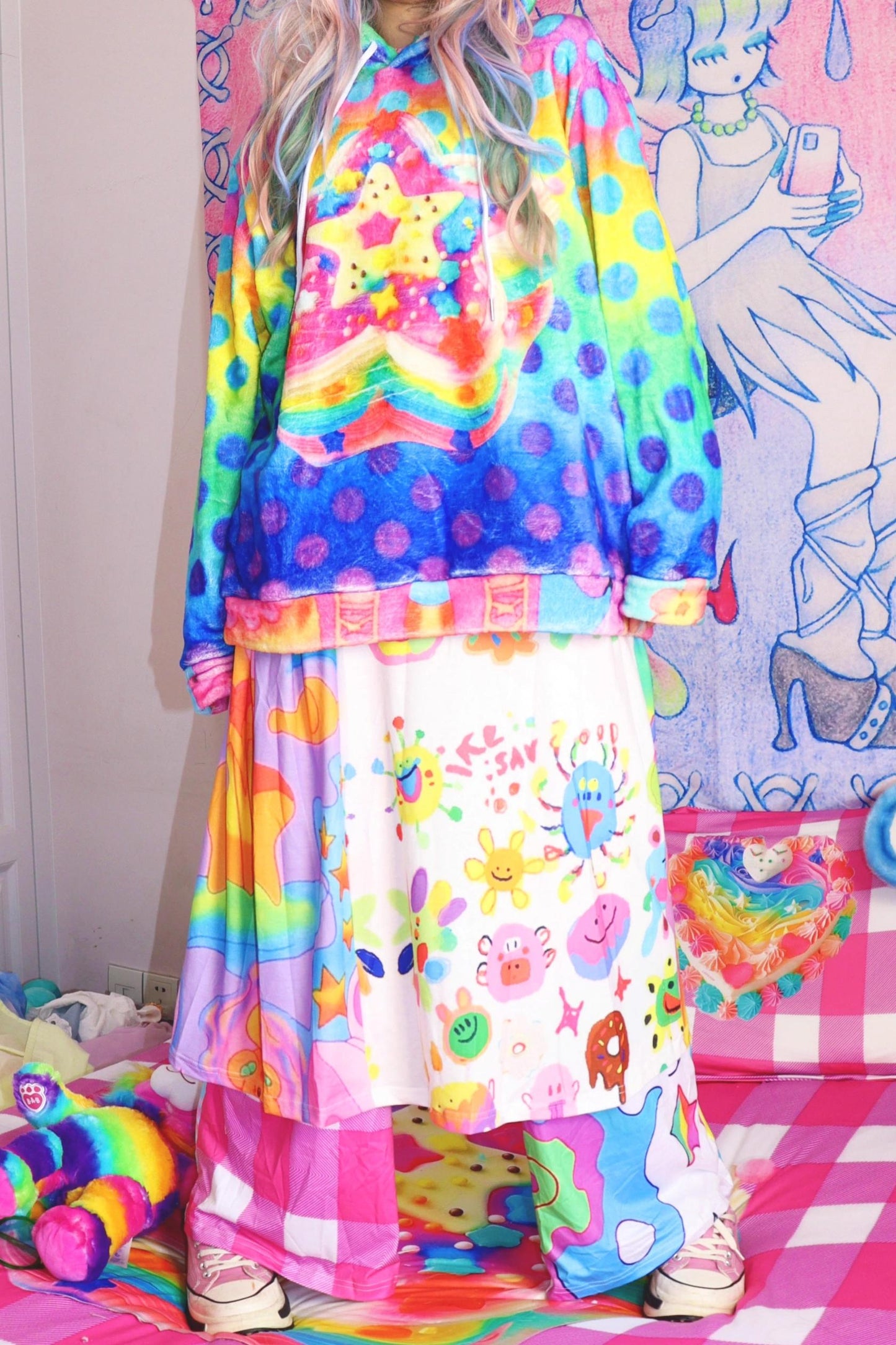 Colourful Polka Dot Hooded Sweatshirt