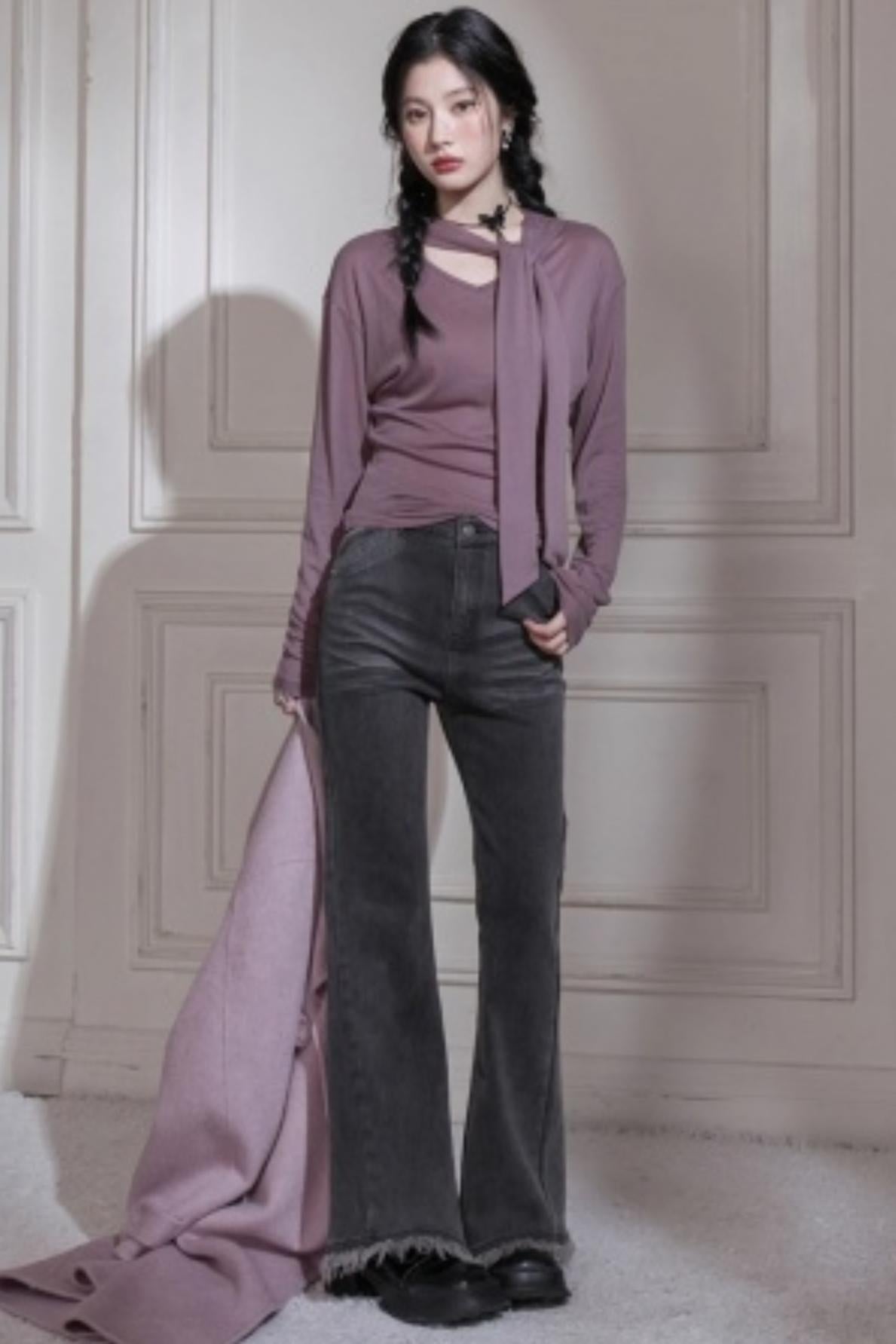 Lyocell Wool Shawl Knitwear Top