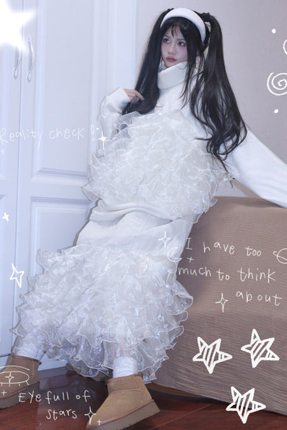 Corduroy Quilted Lace Skirt