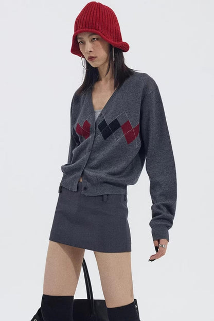 Strickjacke mit Herzmuster aus Wollmischung