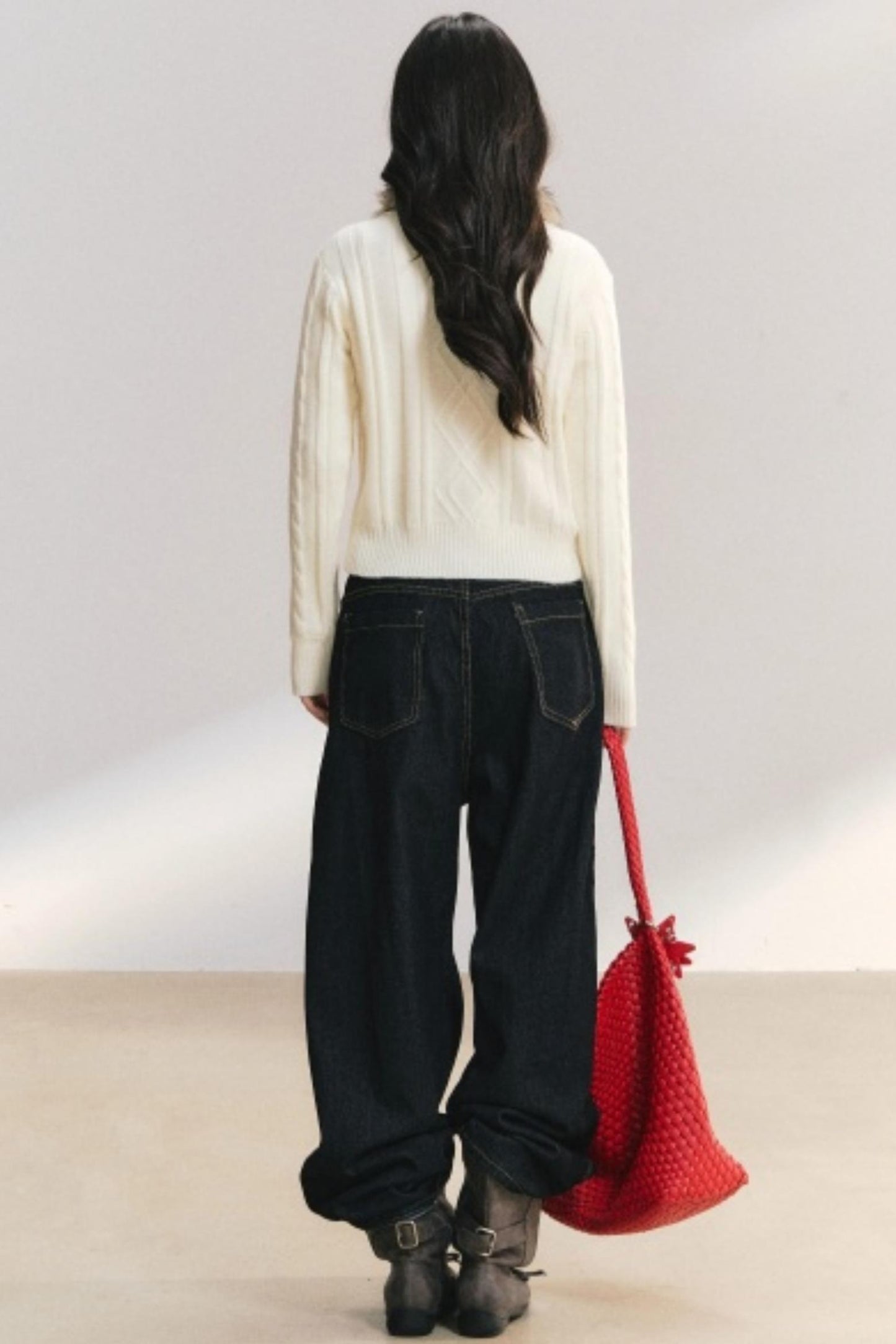 Velvet Snow Cable Knit Cardigan