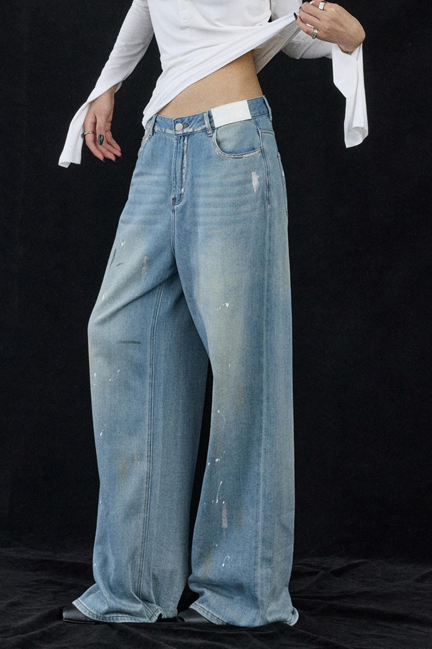 Splash-Ink Vintage Denim Pants