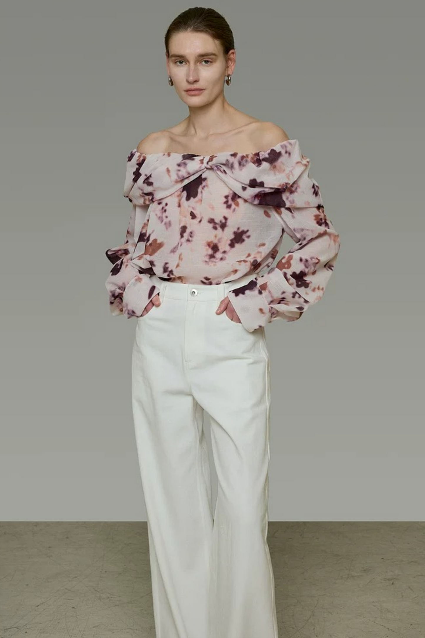 Elegant Tie-Dye Off-Shoulder Blouse