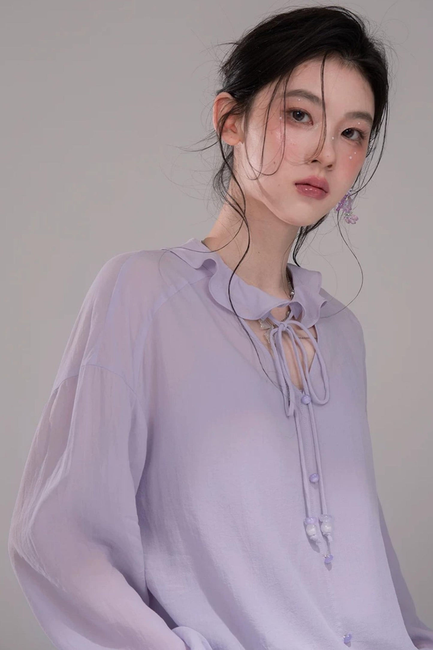 Acetate Deep Purple Blouse Set