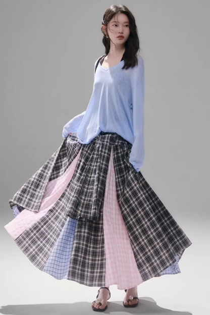 Retro Plaid A-Line Skirt