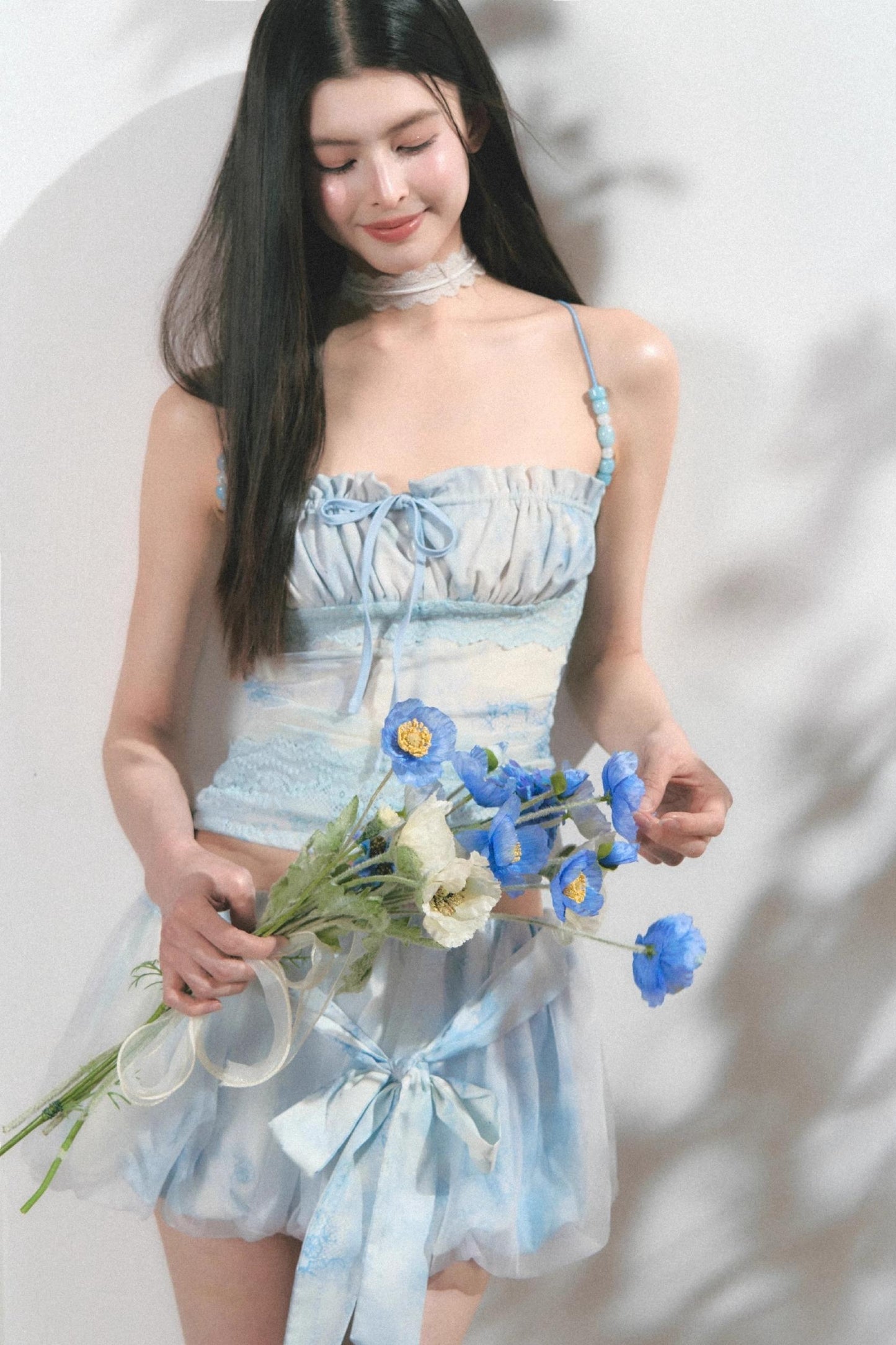 Summer Beaded Lace Waist Top