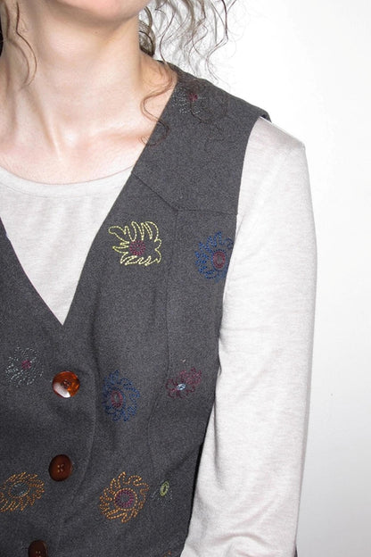 Needle Wool Vest Skirt Set-Up