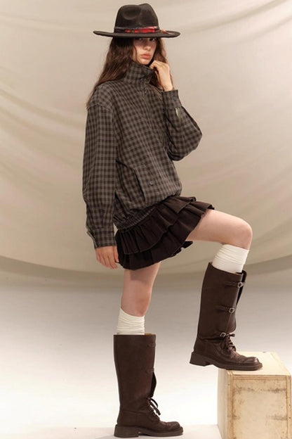 Linen Plaid Double Sided Jacket