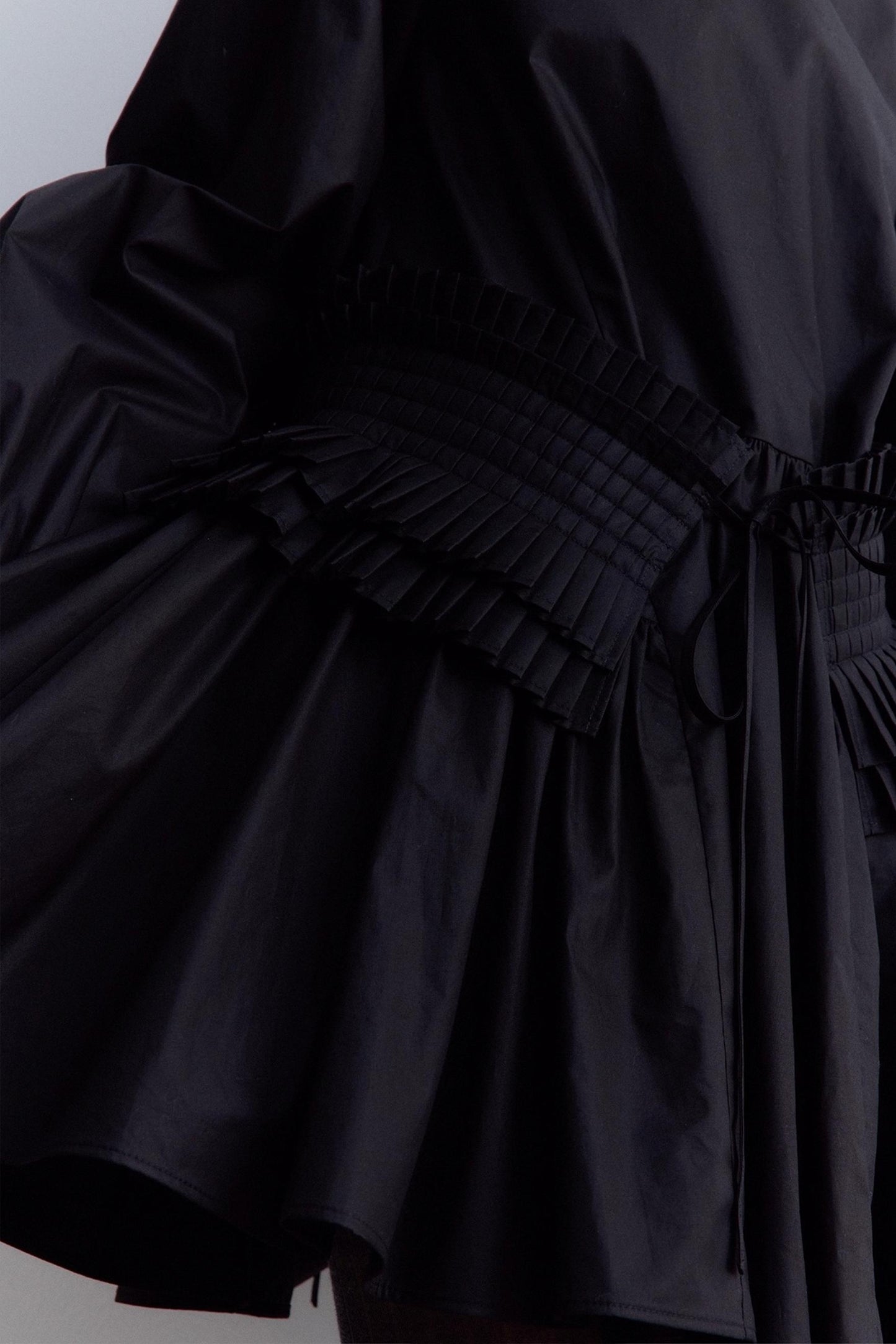 Elegant Black Pleated Doll Dress