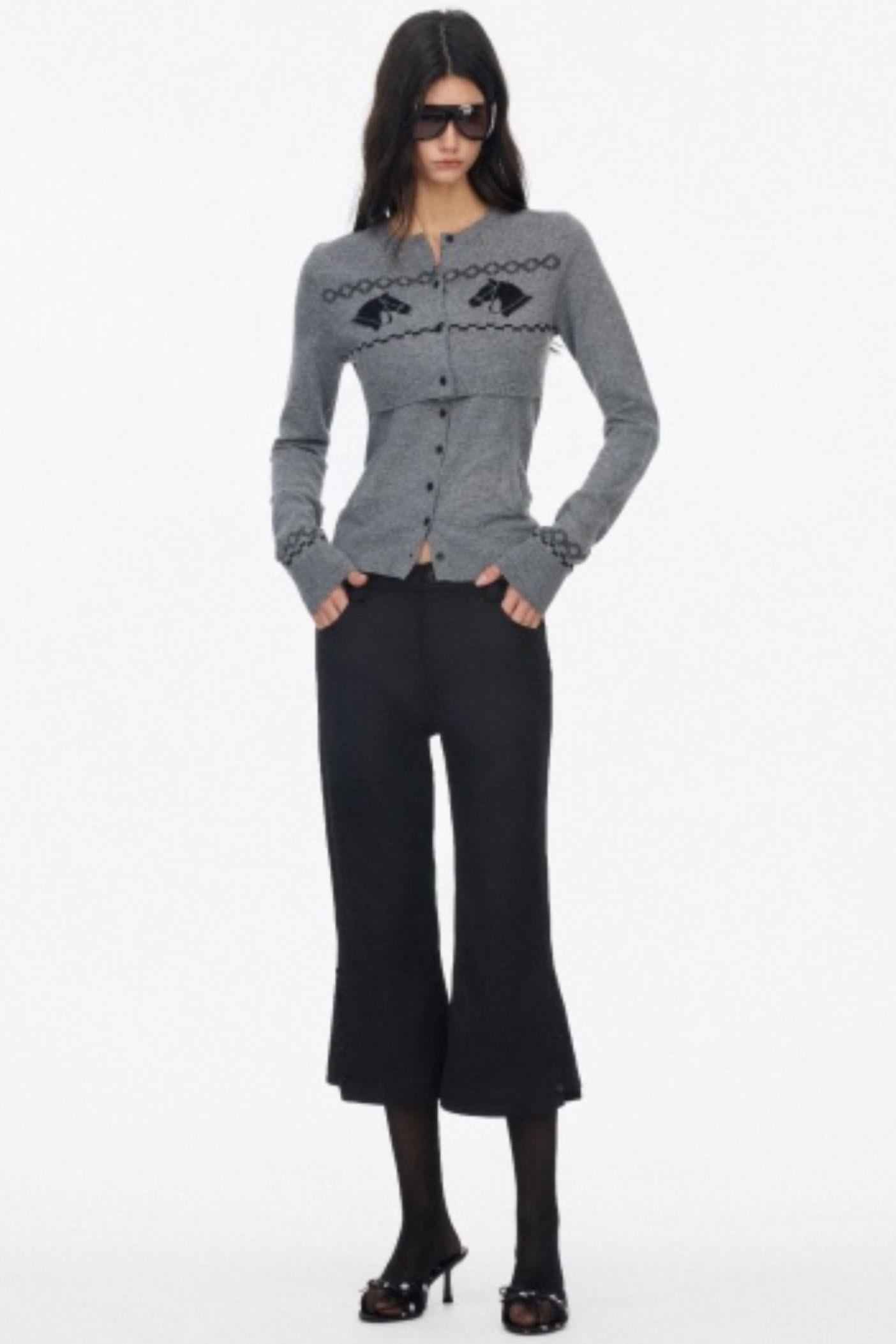 Two Piece Wool Knit Cardigan Set-Up