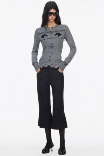 Two Piece Wool Knit Cardigan Set-Up