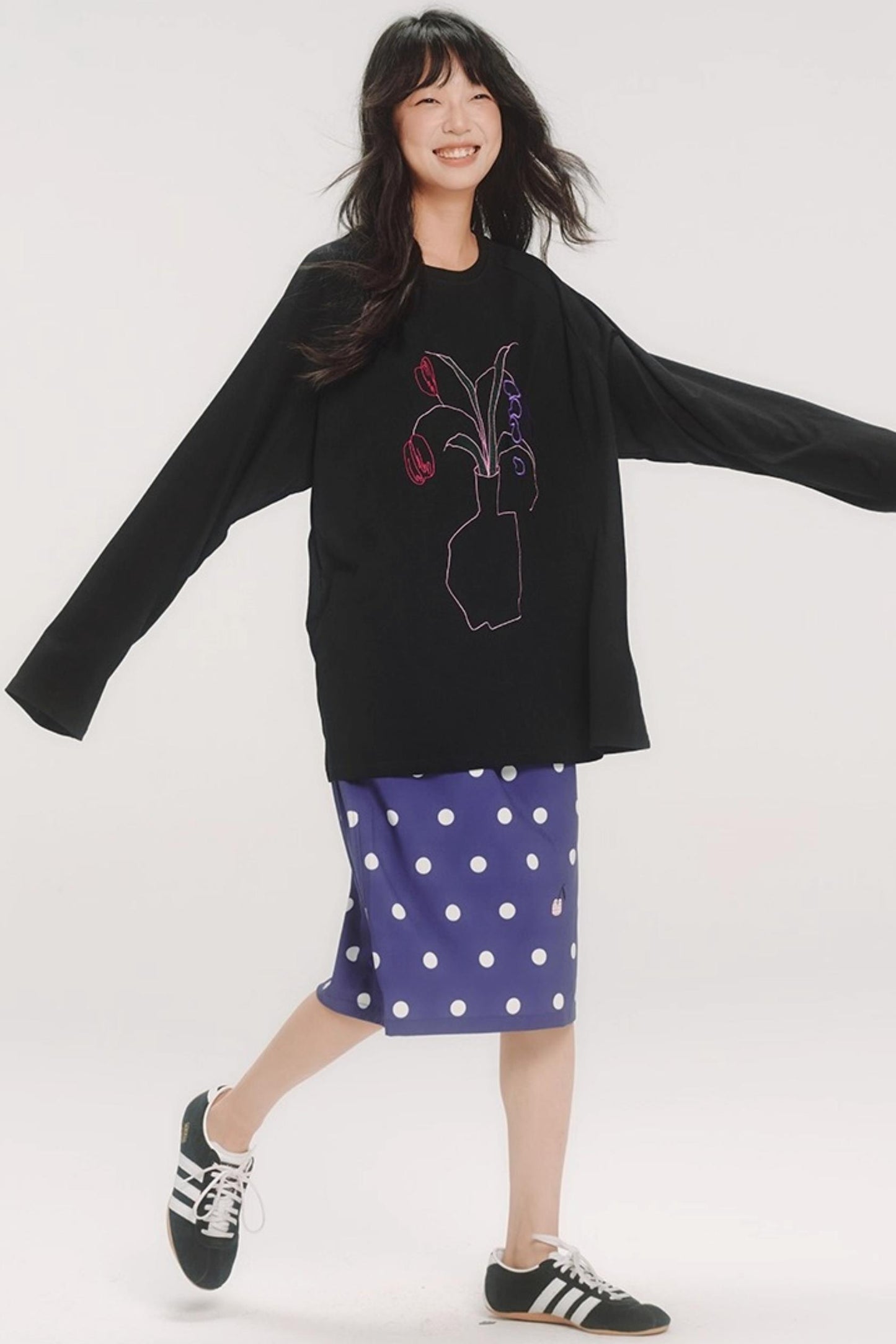 Casual Flower Art Raglan Sleeve T-Shirt