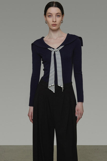 Autumn Navy Knit Top