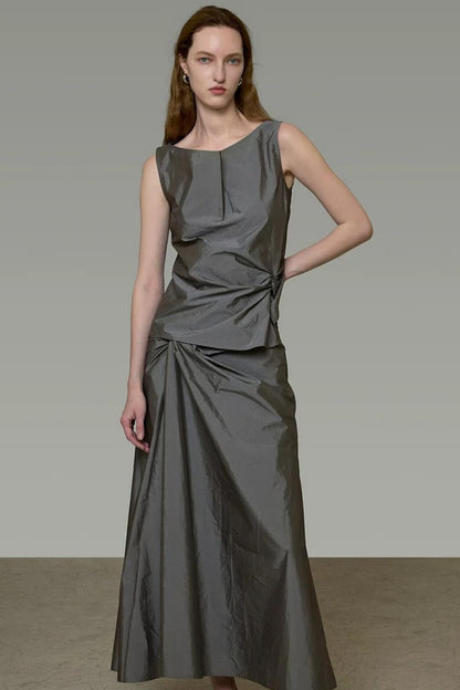 Twist Sleeveless Top and Skirt Set-Up