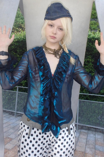 Shattered Blue Mesh Cardigan