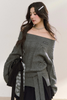 Grau - Einschultriger Pullover