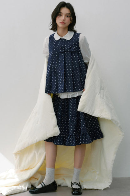 Navy Polka Dot Puffy Skirt Set-Up