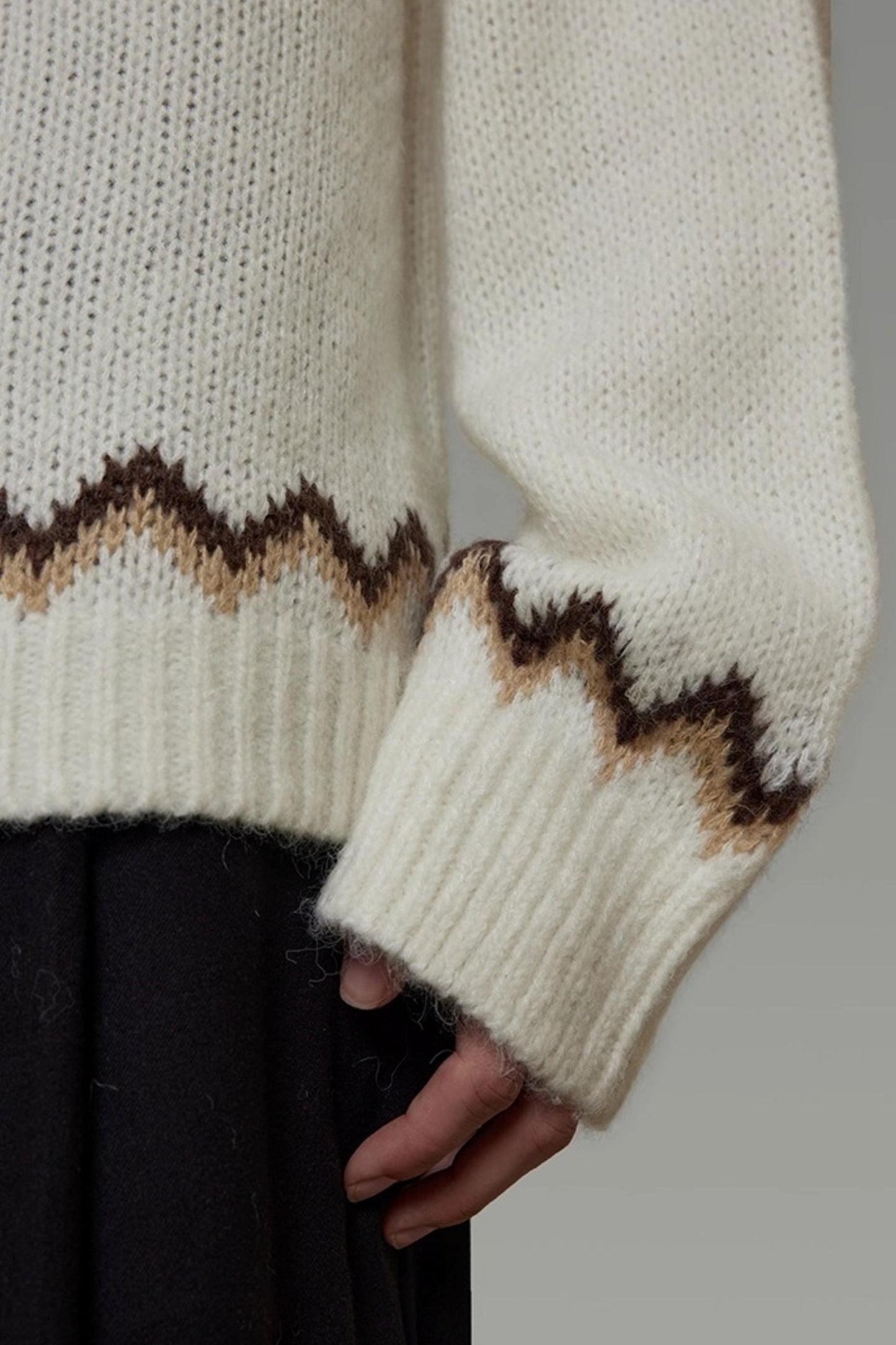 Retro Color-Block Jacquard Sweater