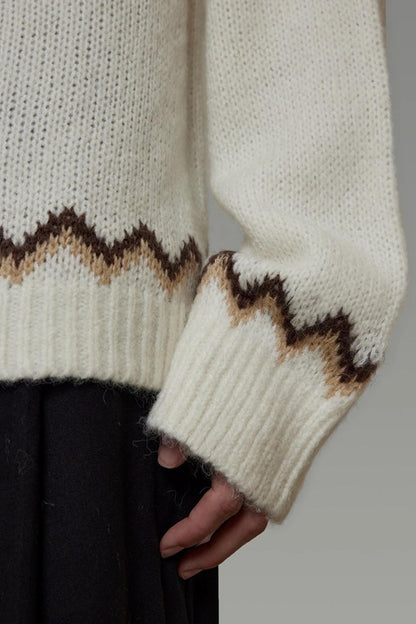 Retro Color-Block Jacquard Sweater