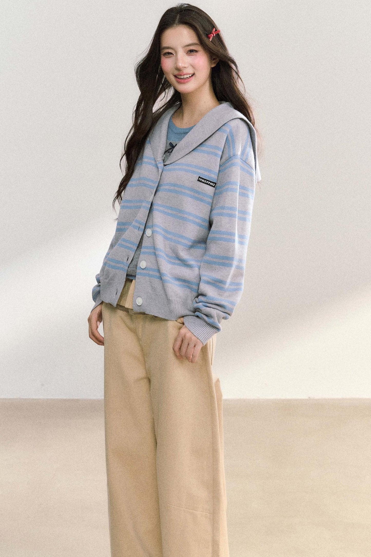 Striped Basic Cardigan Sweater