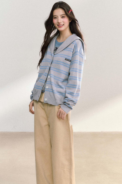 Striped Basic Cardigan Sweater