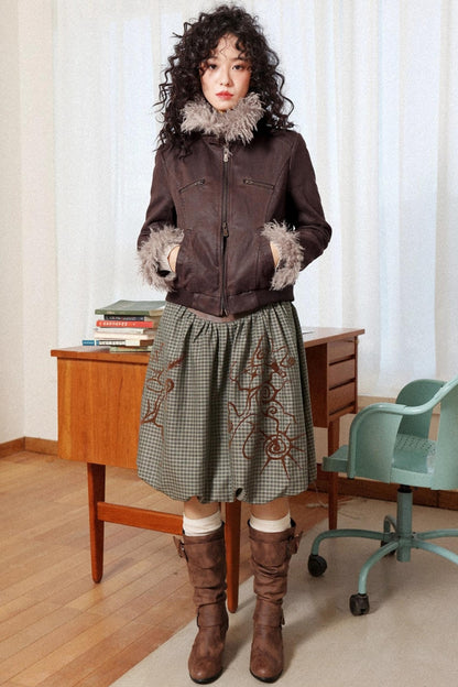 Flower Bud Flock Print Skirt