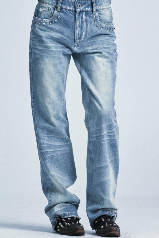 Vintage Washed Distressed Jeans Pants