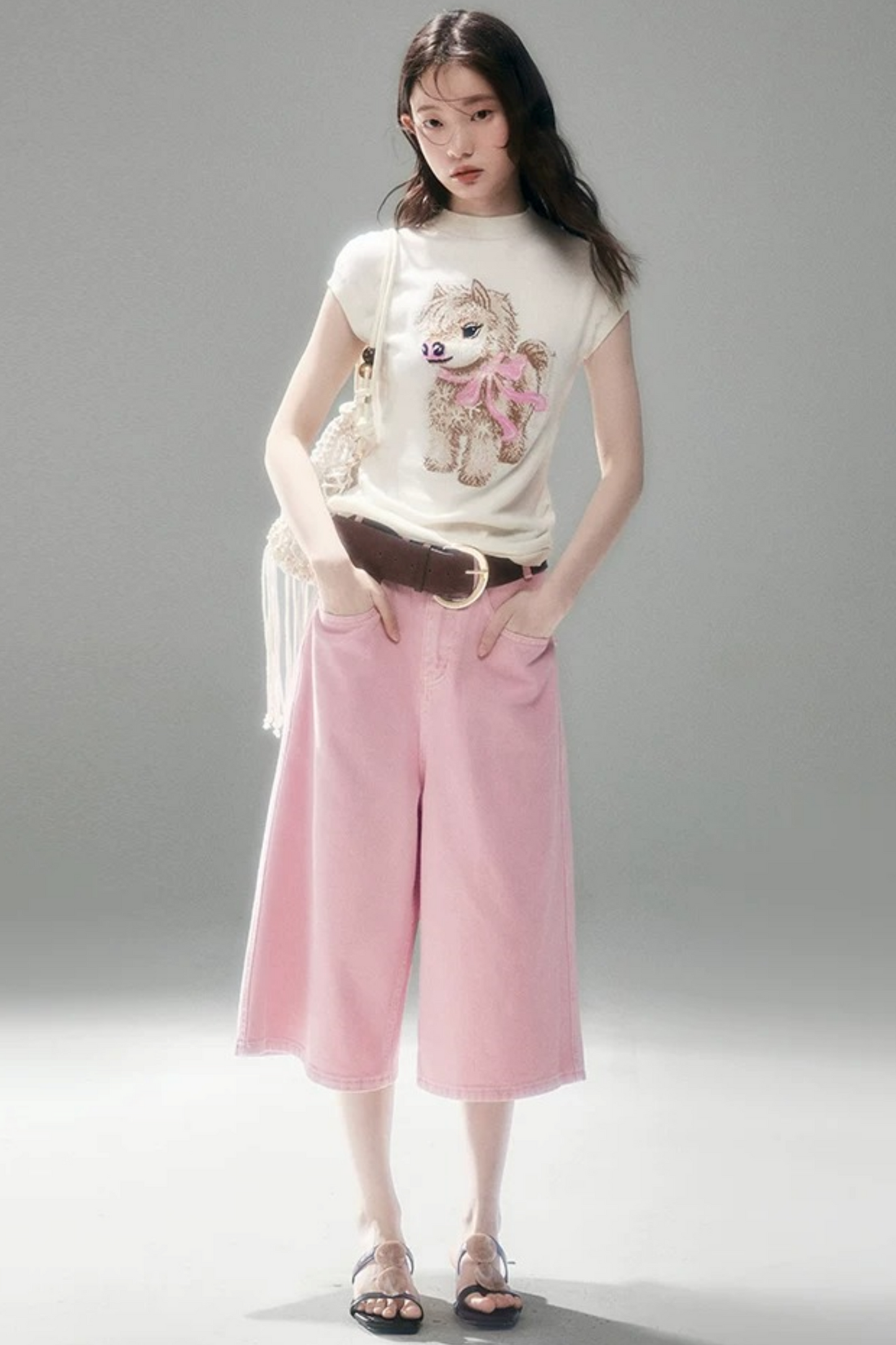 Bow-Tie Jacquard Cotton T-Shirt Set-Up