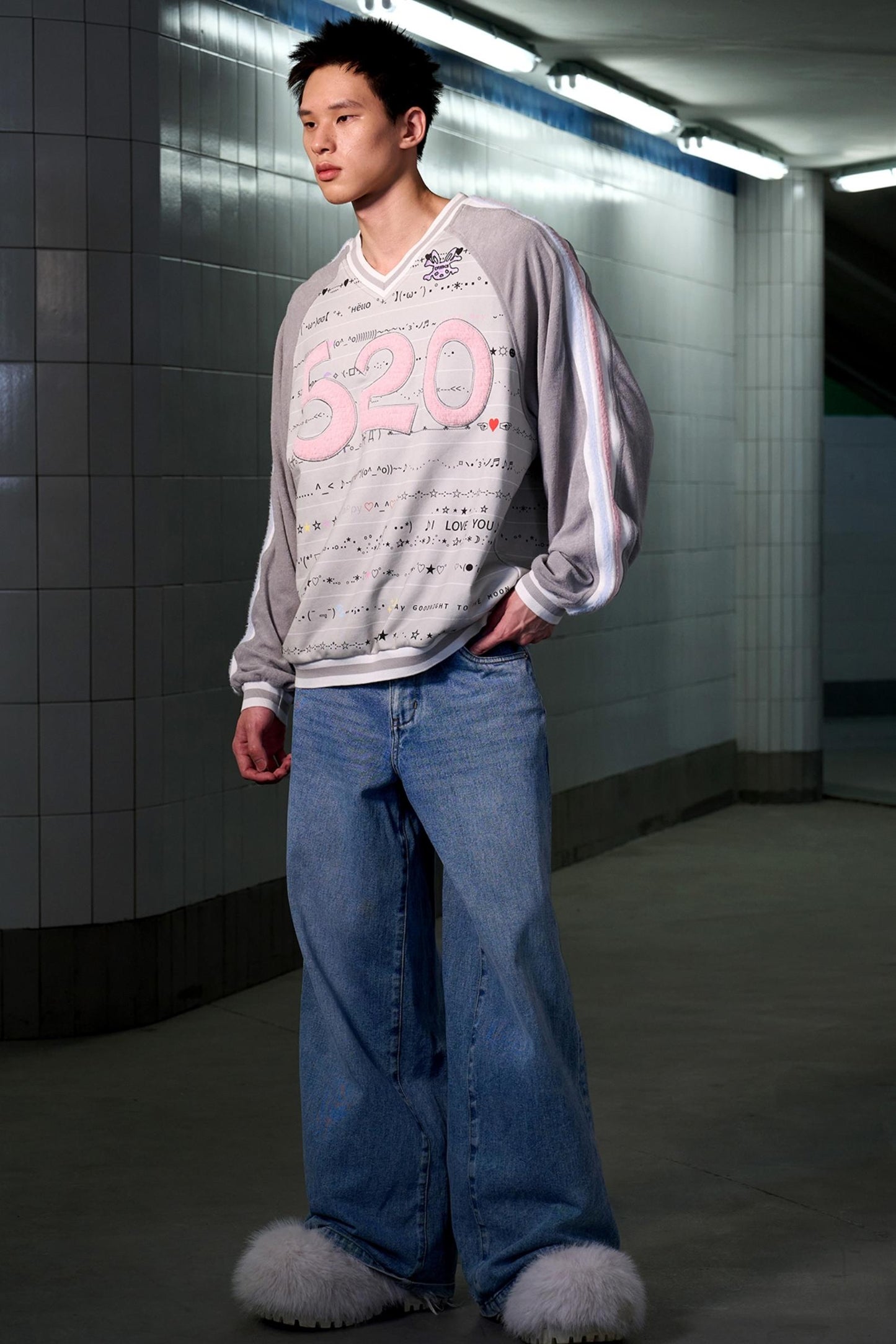 Embroidered Raglan Sleeve Top