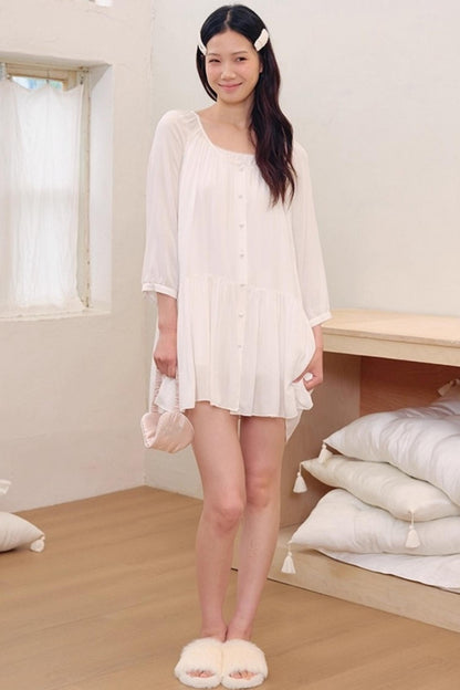 Light Dance Long-Sleeved Shirt Dress