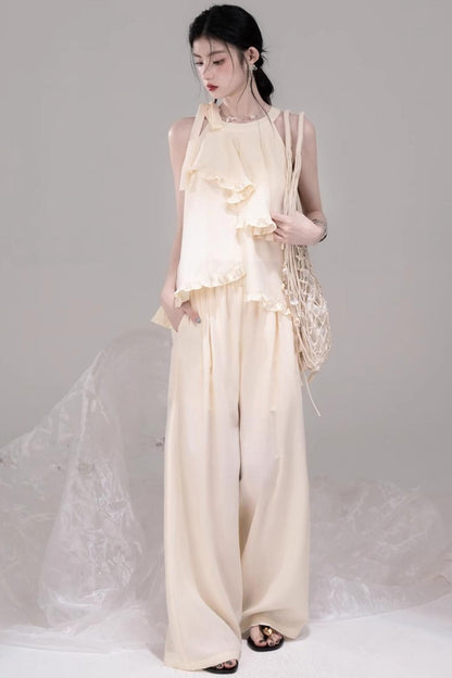 Chill Apricot Ruffle Pants Set-Up