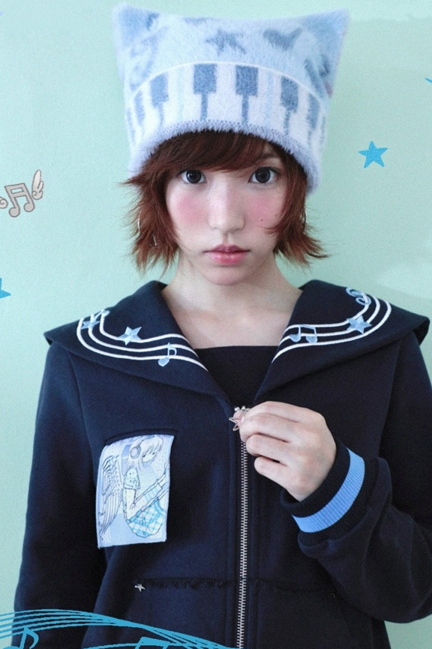 Millennium Dream Jacquard Music Star Cat Ear Hat