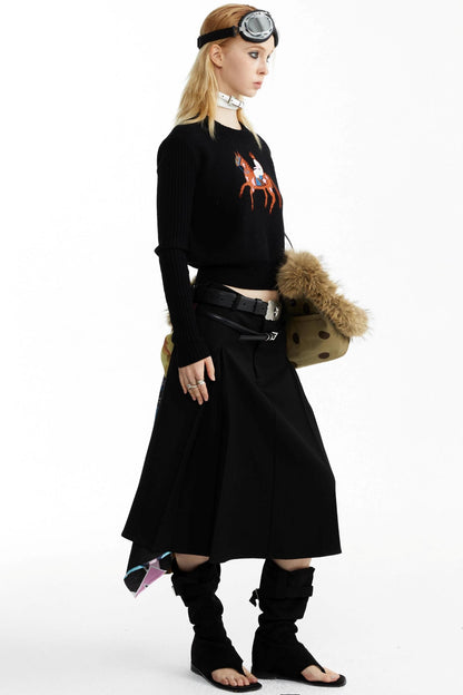 Equestrian Race Pattern Knitted Sweater