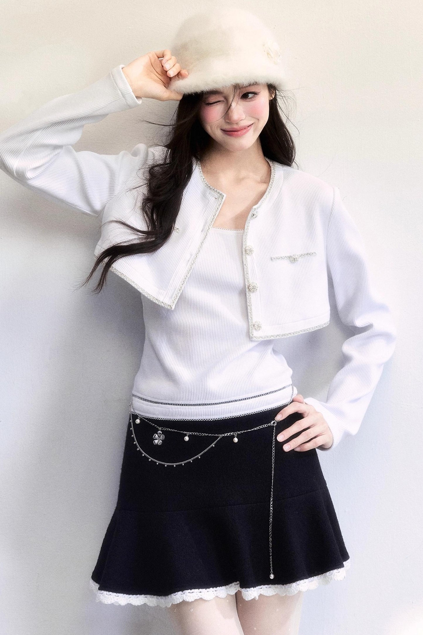 Winter Floral Plush Beret