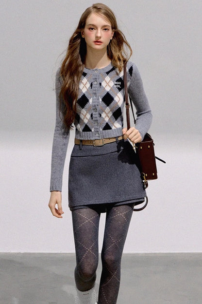 High-End Wool Tweed Skirt