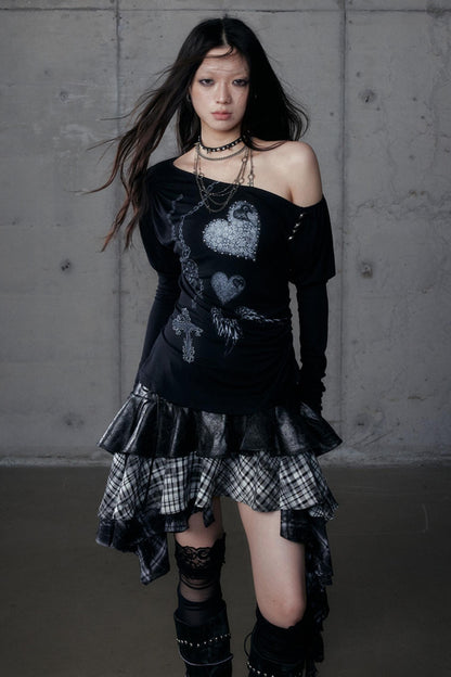 Puff Sleeve Punk Print Shirt