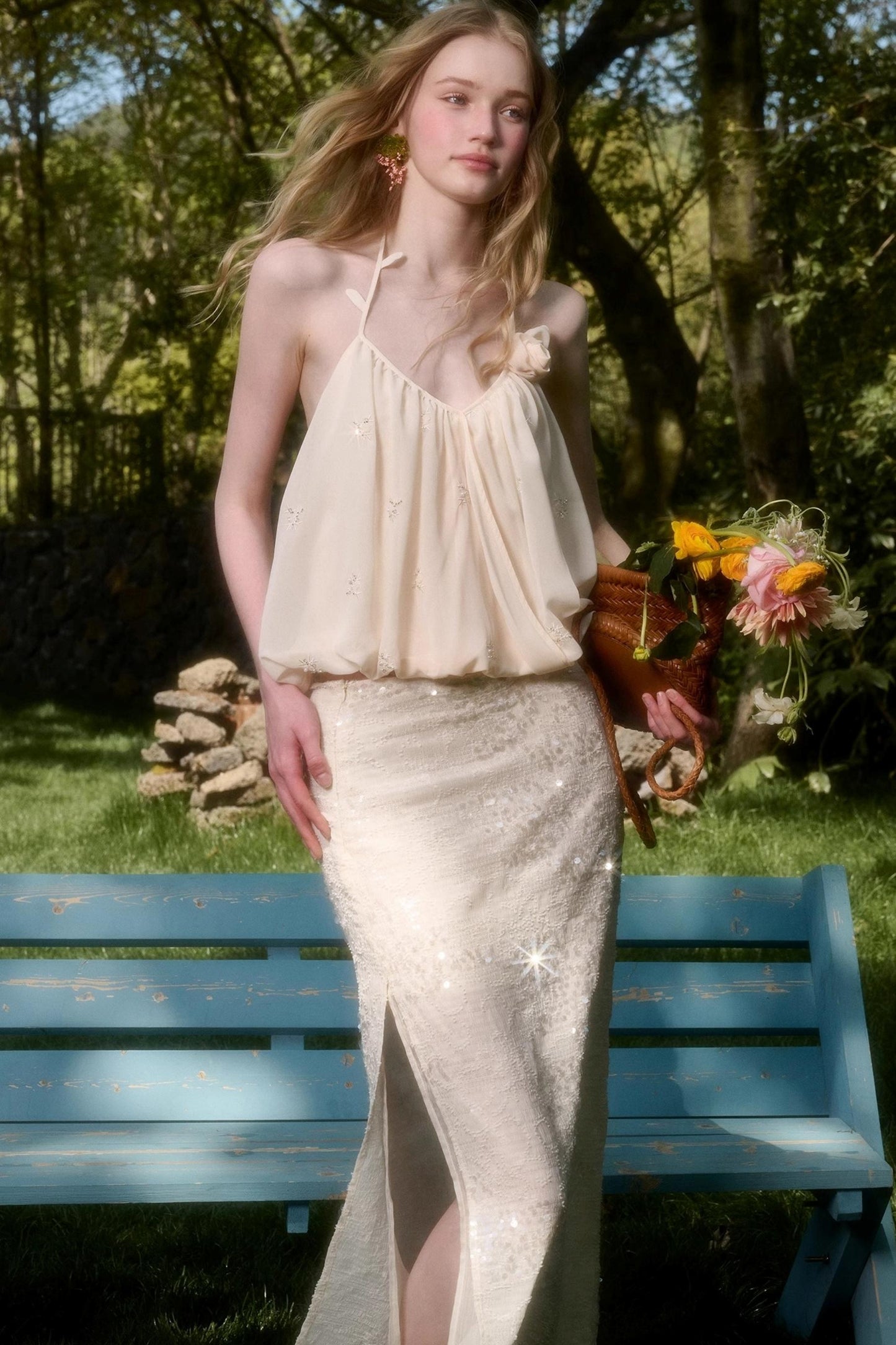 Elegant Starlit Top Skirt Set-Up