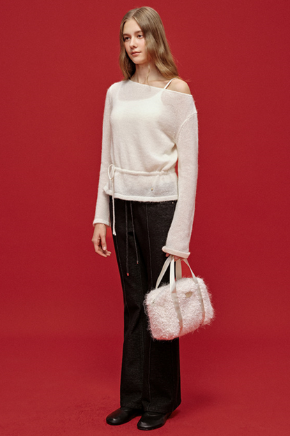 Embroidered Wool Denim Pants